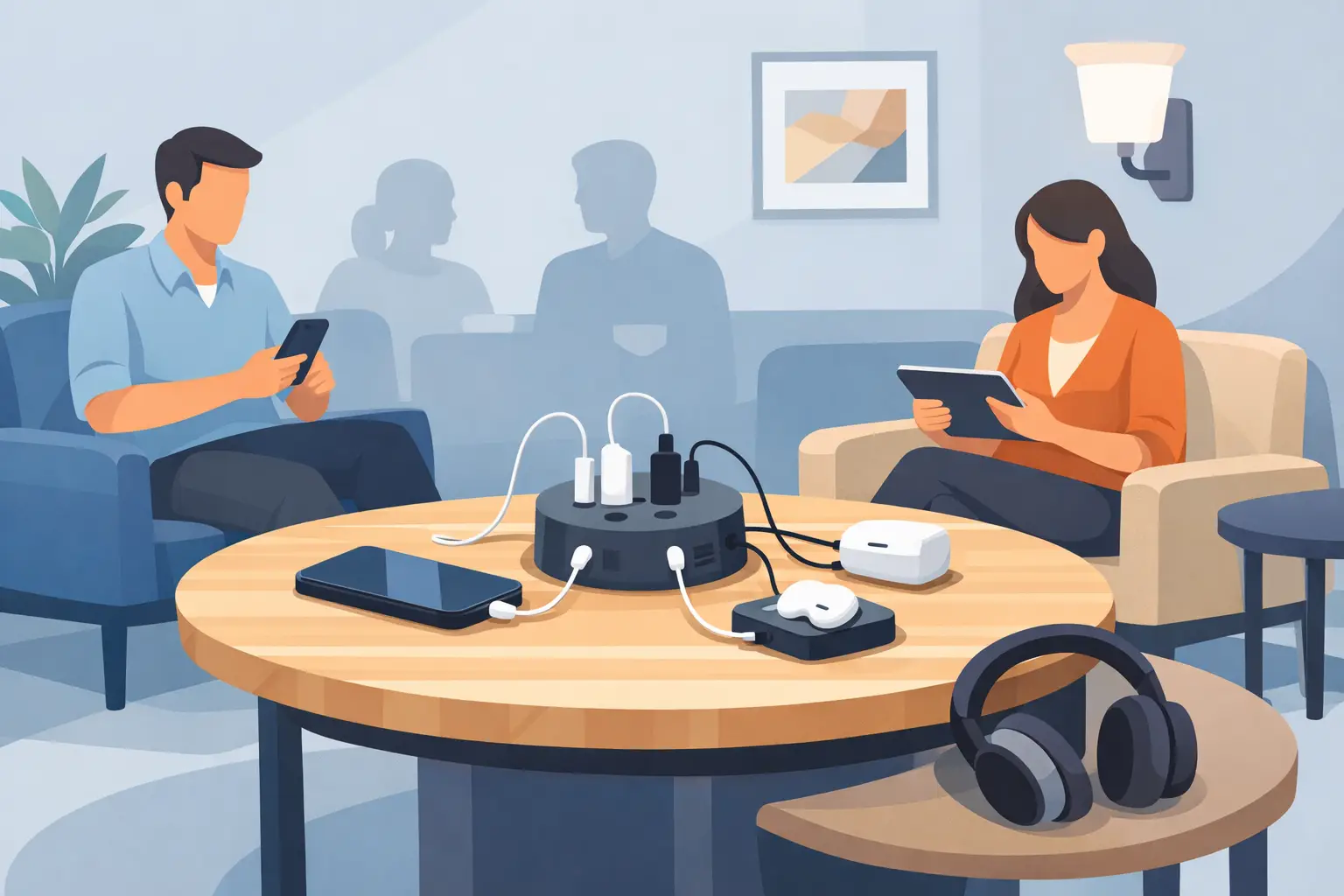 Charging Table for Waiting Room Buyers